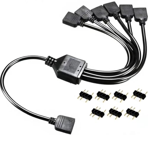 RUNCCI-YUN Cable Divisor ARGB 5 V 3 pines,1 a 6 Extensión, Hembra a Hembra fan splitter ARGB para tiras de luz LED 5050 3528 y ventiladores de 5V(30 cm,negro)