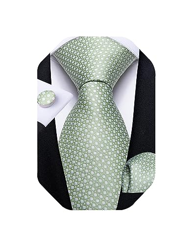 Image of DiBanGu Extra Long Tie for Men 63 inch XL Silk Necktie Set | Pocket Square and Cufflinks, Big and Tall, Jacquard Woven, Gift Box, Paisley /Plaid /Solid /Striped, for Weddinng Party Business