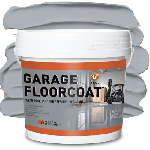 YOA Professional Concrete Garage Floor Paint, (1-Gallon/Smoke Gray), Acrylic Resin Coating, Suitable for Indoor Outdoor Garage, Basement, Factory,Etc. Scratch Resistant, Low VOC, Ready to Use