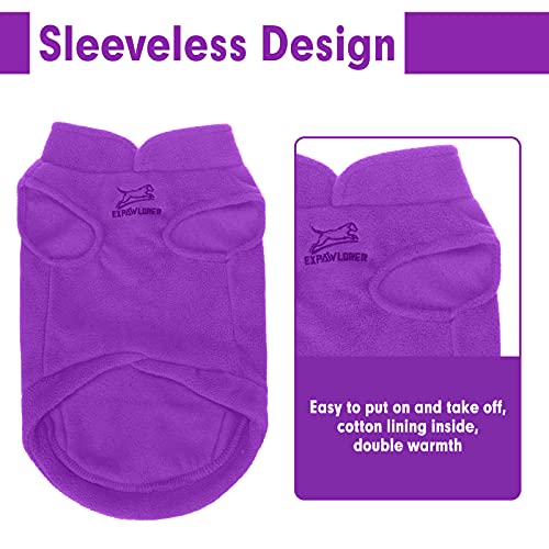 Expawlorer Polar Fleece Vest Dog Clothes - Fall Dog Sweater Pet Clothing, Warm Soft Pullover Sleeveless Dog Jacket With Small Pocket, Cold Winter Coat For Small Medium Large Dogs (Purple, S) #TOP3