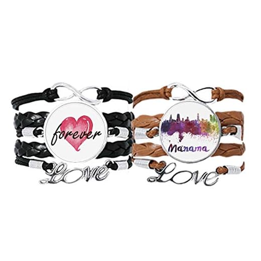 Bestchong Manama Bahrain stad vattenfärg armband handrem läderrep evigt kärlek armband dubbelt set