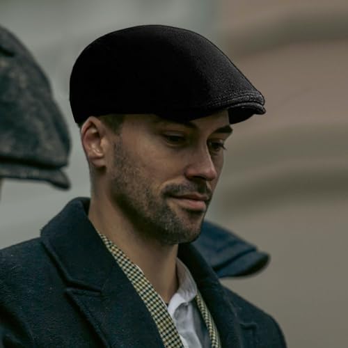 EUPSIIU Schiebermütze Herren Barett Cap Herbst Winter, Flat Cap Newsboy Mütze Driving Hüte, Baskenmütze, 1920 Stil Gatsby Kostüm Accessoires, Schirmmützen Cabbie Hunter Hat, Einheitsgröße (Schwarz)