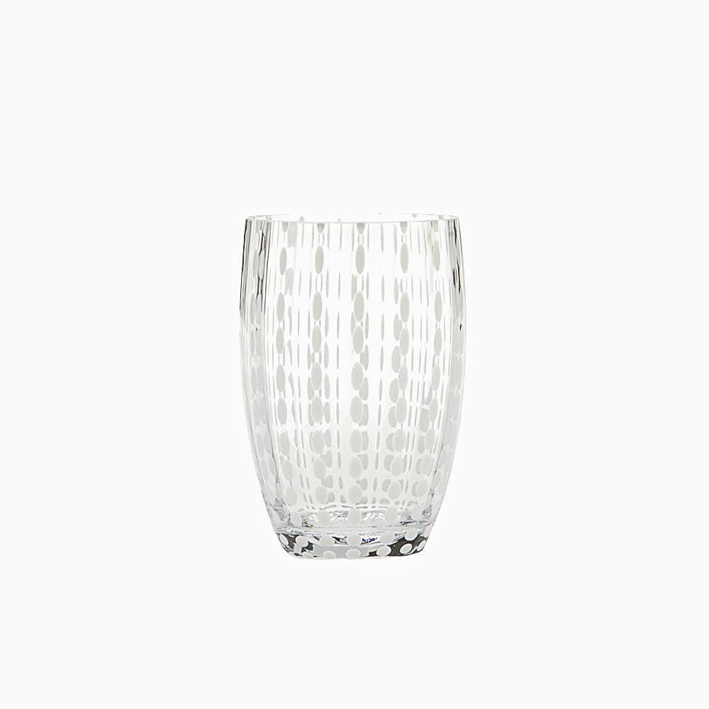 ZafferanoPerle Glass Tumbler - Handmade Transparent Coloured Glass, cl 32 h 109mm d 71mm - Set 6 Pieces - Clear