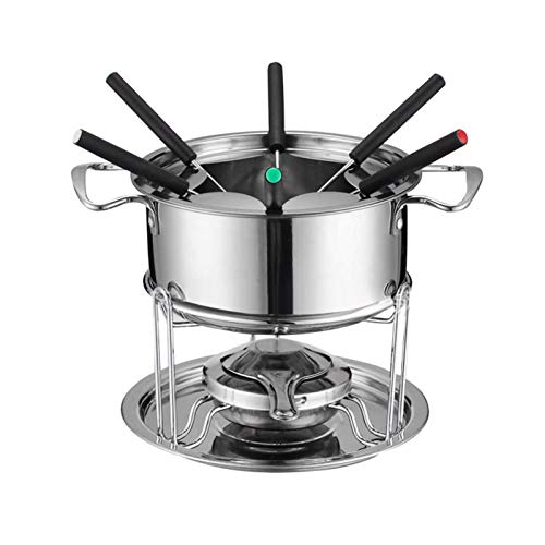 Groust Juego de fondue de hierro fundido para 6 personas, con quemador y tenedores, cantidad de relleno multifuncional de acero al carbono, helado, chocolate caliente, recipiente para derretir Cover