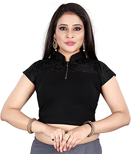 Image of Women's Cotton Short Sleeve Classic Blouse (SC-111-BLACK- Black 30)