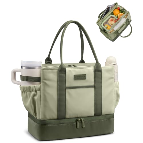 LOVEVOOK Insulated Lunch Bag Women with Triple Compartments & Bottle Holder