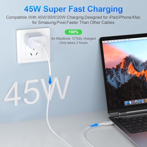 Image of KARWAN 45W USB Type C to C Cable,Type-C Charger Cable, 480 Mbps Data Sync Cord,Compatible with Nothing /Google /Oneplus /Realme /iPhone /Samsung & Other Type C Smartphones,USB-C Fast & Quick Charging Cable