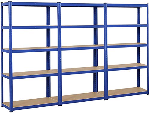 Yaheetech 71in Pack of 3 Heavy Duty Shelving Steel Frame Garage Shelf, 5-Tier Metal Storage Shelves with Adjustable Shelves for Kitchen, Garage, Basement