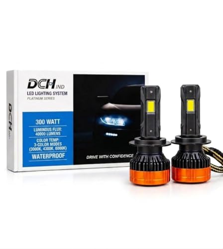 Image of 3-in-1 Tri-Color 300W H4 /H19 LED Car Headlight Bulbs - 3 Color Modes (White /Warm White /Yellow) | 40000 Lumens | Plug & Play | 2 Year Replacement | Pack of 2 with Remote