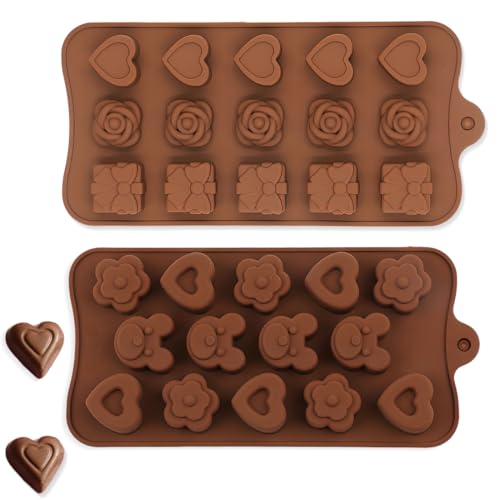 2 Pcs Moul à Chocolat en Silicone, Bonbons et Pain d’Épices, Fleurs Antiadhésif, pour Chocolat, Gelée, Pralines, Glaçons et Savons