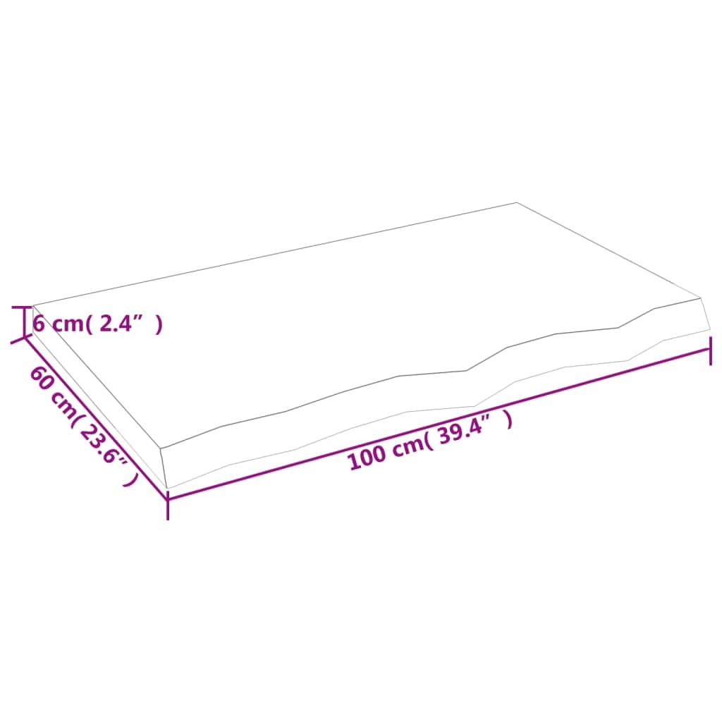 Estante de pared de roble macizo de 100 x 60 cm, color marrón oscuro, con borde natural, soporta hasta 48 kg, rústico, para salón, cocina o baño