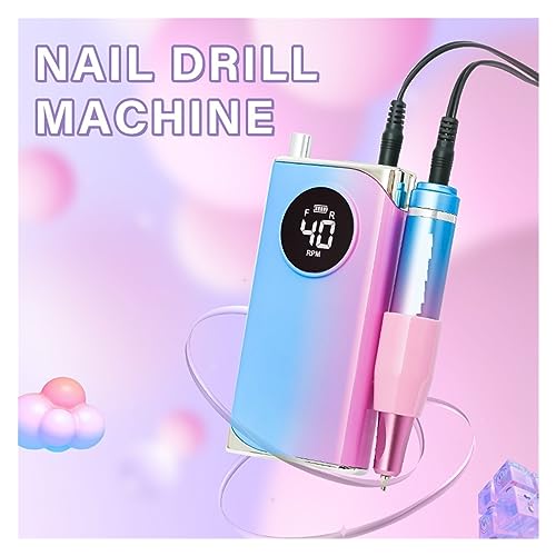 Wiertarka do paznokci, 40000 obr./min wiertarka do paznokci szlifierka o wysokim momencie obrotowym akumulator sprzęt profesjonalny Salon maszyna Manicure(40000RPM-Black)