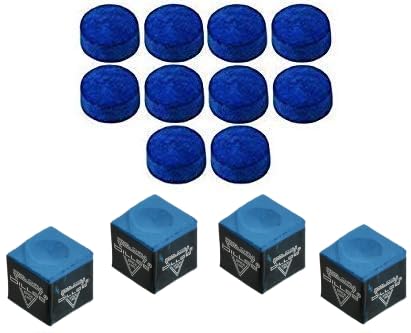 KBA Combo of Billiard Cue Tip Blue in 9mm Size (10 Pcs) and Snooker Pool Chalk Blue (4 Pcs) (B09JLVHP8R) Amazon Price History, Amazon Price Tracker