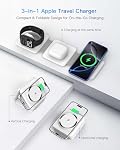 Charging Station for Apple Multiple Devices: 3 in 1 Foldable Magnetic Wireless Charger Stand for Mag-Safe iPhone - Travel Charging Dock for iPhone 17 16 15 14 13 12 Pro Max & Apple Watch & Airpods