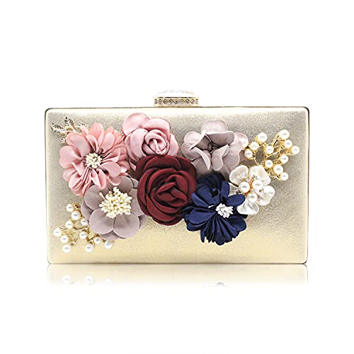 Lanpet Women's Evening Bag for Women, Flower Wedding Evening Clutch Purse Bride Floral Clutch Bag Beaded Evening Handbag