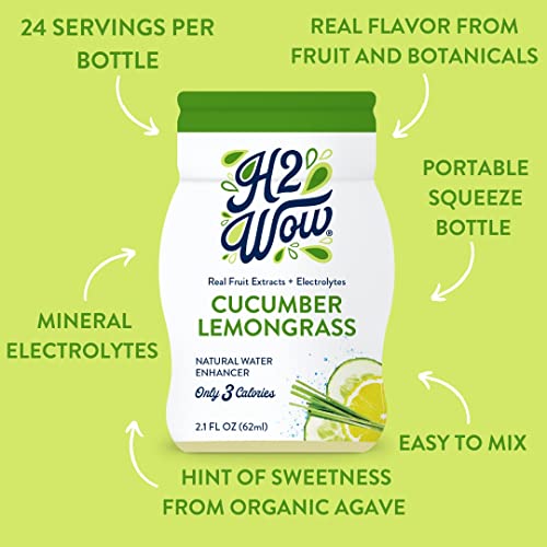 H2Wow Water Enhancer Drops Organic & Natural Extracts Of Real Fruit - A Hint Of Organic Stevia - 2.1Oz Bottles Variety 4 Pack #TOP6
