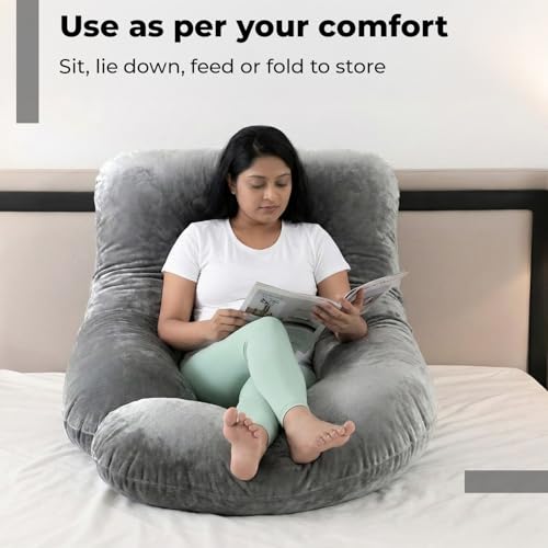 Image of Lifelong Pregnancy Pillow for Women | J-Shaped Full Body Maternity Pillow for Sleeping | Support for Belly, Back, Hips & Legs | Multipurpose Hug Pillow for Nursing & Pregnant Women with Velvet Cover