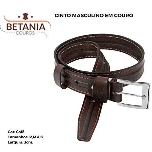 Cinto Masculino em Couro 30mm Tamanhos e Cores Diversas (110 cm, CAFÉ)