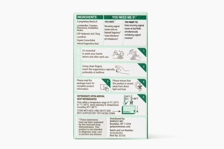 Miniatura 2 de Pure Flora - Supositorios vaginales probióticos de doble acción, 10 unidades, promueve la salud y la humedad vaginales