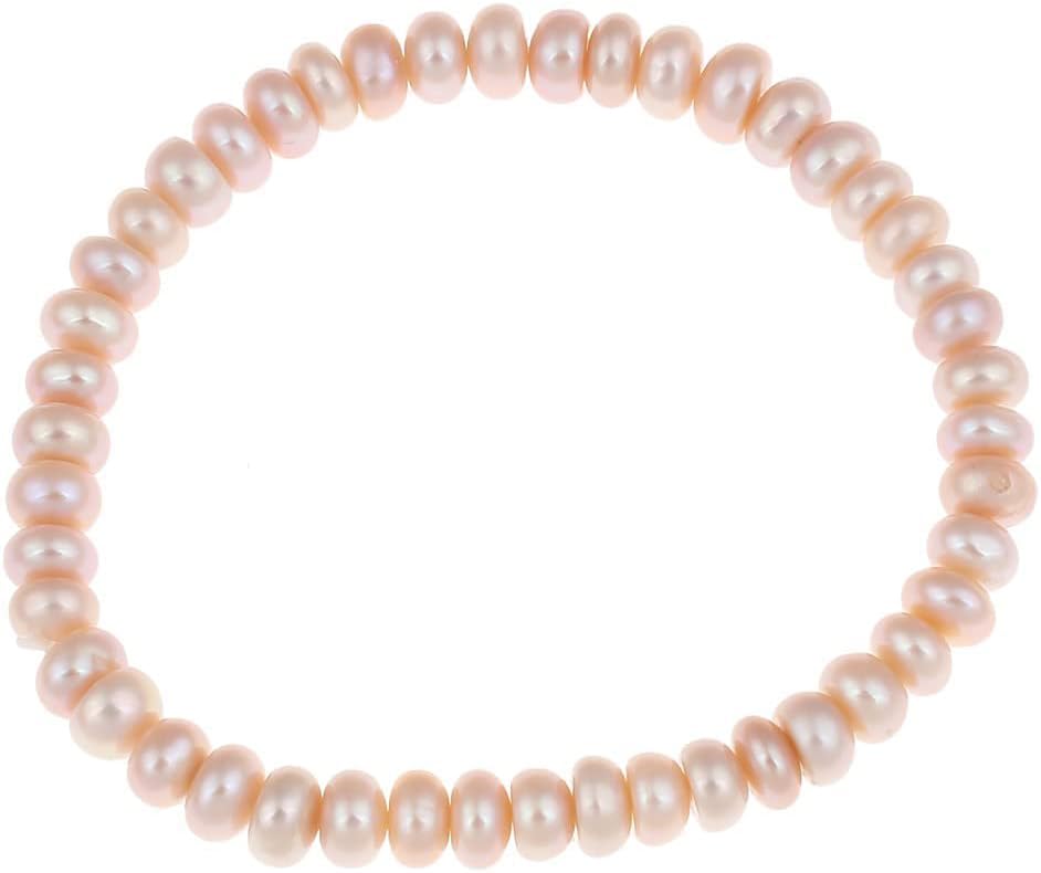Handmade Women's Pearl Bracelet | Stretchy Beaded 8-9mm Baroque Pearl Bracelet for Ladies and Girls - Pink, Black, White, Grey, Multicolor