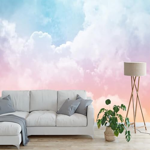LGLLDF Colorful Sky 3D Wall Mural, Beautiful Clouds Self-Adhesive Wallpaper,Modern