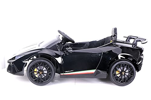 Elektro Kinderauto Lamborghini Huracan - lizenziert - 12V Akku, 2 Motoren- 2,4Ghz Fernsteuerung, MP3, Ledersitz+Eva (Schwarz)