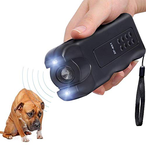 HAPPEEY Handheld Dog Repeller, Ultrasonic Deterrent Device with LED Flashlight, Pet Dog Trainer