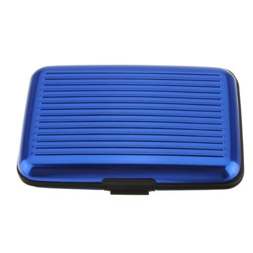 SPHTOEO Business Id Credit Card Holder Wallet Aluminum Metal Case Box (Blue)