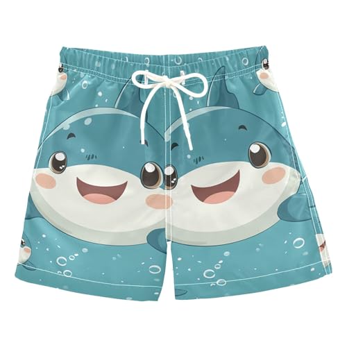 Wudan Cute Sharks Toddler Swim Trunks Elastic Boys Toddler Boardshorts Kids Swimwears Birthday Presents XS 6Y