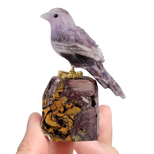 Estatua de cristal Ágata Amatista Magpie 2 pulgadas miniatura 2