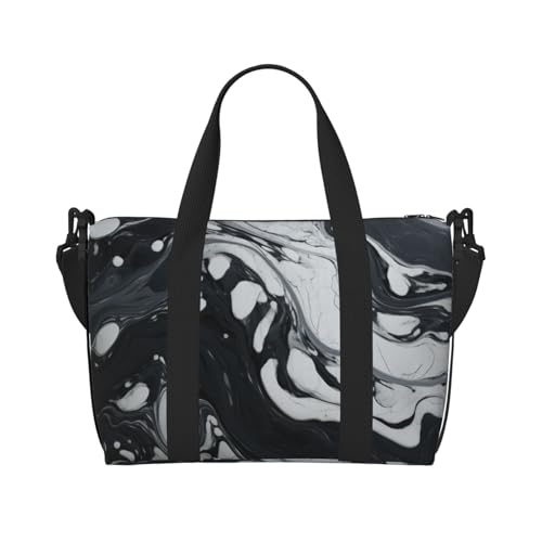 Sac de voyage polyvalent marbre noir blanc fini le désordre avec ce grand format