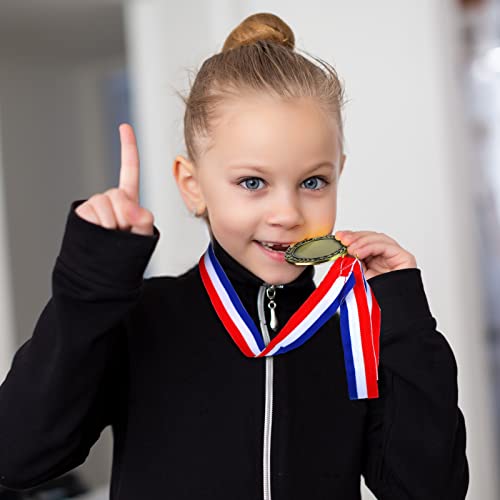 50 Pcs Blank Award Medals with Neck Ribbons Make Your Own Medals Kit 1st Place Medals Cheer Medals Participation Trophy Metal Trophy Award Prize Gift for Adults School Party Favors(Retro) - Thumbnail 5