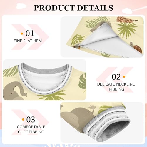 Elephant Zebra Girls Dresses Long Sleeve Sweatshirt Dress for Girls Winter Toddler Casual A Line Dresses Size 2-8T3