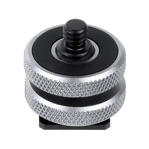NovelGoal 3/8 to 1/4 Double Hot Shoe Mounts Dual Cold Shoe Mount for Mic/Light Connection for Hero 13 and Hero Actinon Camera (Silver)