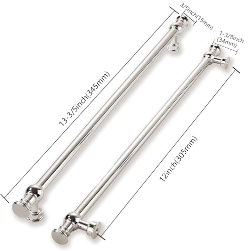 khtumeware 5 Pack 12inch(305mm) Hole Center Polished Nickel Cabinet Pulls Solid Heavy Duty Pull Cabinet Hardware Handle for Kitchens cabinets Dressers Pull for Bathroom by khtumeware - Image 2