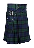 Scottish Designer Tartan Utility Kilts for Men 8 Yard 13oz Kilt (Black Watch Tartan Belly Button Measuremnets...