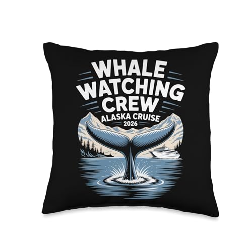 Whale Watching Crew Alaska Cruise Adventure 2026 Boat Tour Throw Pillow