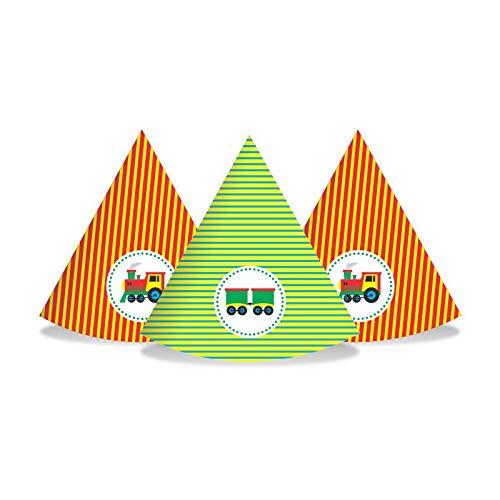 Image of PRETTY UR PARTY Train Party decorations Kit - 80 pcs includes Bunting, balloons, thank you, centerpiece, danglers, Caps, Party Supplies, Train Birthday Decor, DIY decor Pack for kids