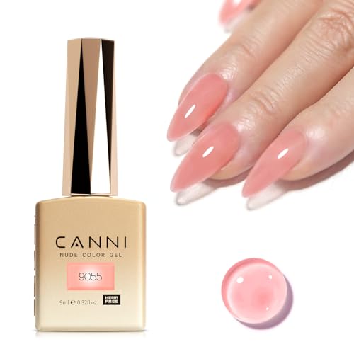 Image of CANNI Nude Pink Gel Nail Polish, 1Pcs Translucent Jelly Gel Polish Color High Gloss Soak Off U V Nail Manicure Salon DIY
