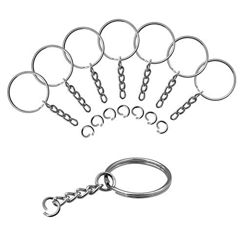 90 Pack 1 Inch Small Size Metal Steel Split Key Rings Keychain Parts with Open Jump Ring Connector for Home and Crafts