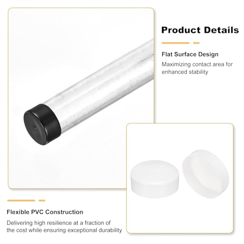 Image of uxcell 4pcs Rubber End Caps 180mm(7 1 /16 Inch) ID x 80mm(3 1 /8 Inch) H Vinyl Round End Cap Cover Screw Thread Protectors White