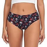 Womens Underwear Seamless - Rock Skull Guitar Rose Print Ladies No Show Underwear Briefs Panty Bikini Panties