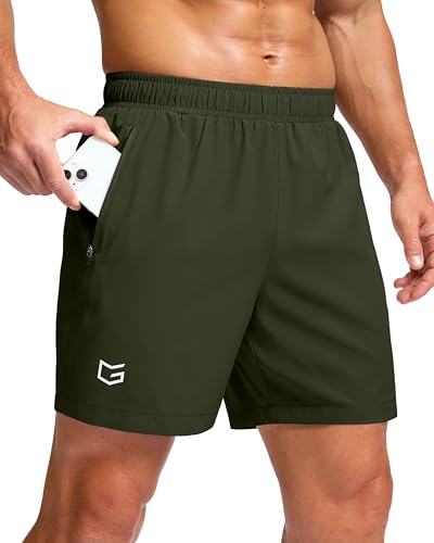 Image of G Gradual Men's Athletic Running Shorts with Zipper Pockets Quick Dry 7 inch / 5 inch / 9 inch Workout Gym Shorts for Basketball Hiking