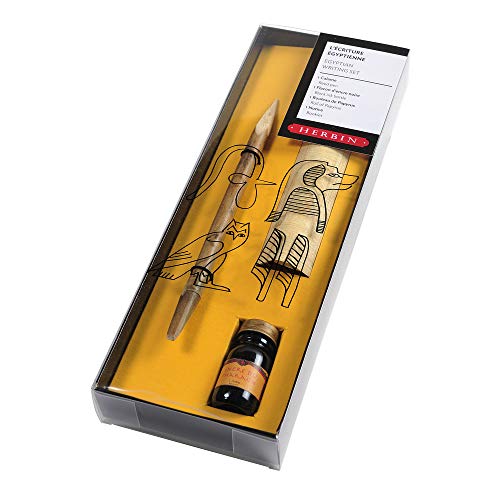 J.Herbin Herbin 28000T - Un set ''Ecriture égyptienne'' comprenant un calame, une feuille de papyrus, un flacon d'encre noir et une notice