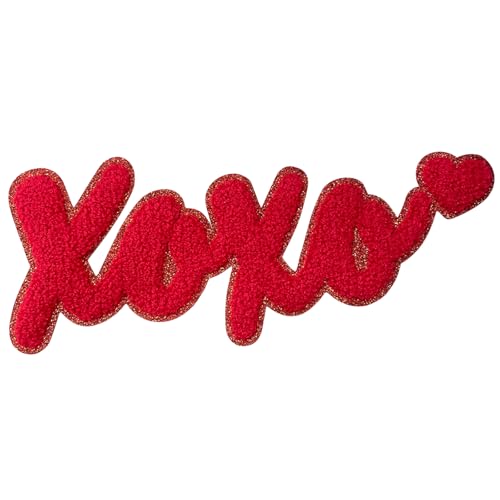 CY Iron On Patches Chenille Embroidered Applique with Glitter Edge Valentine\'s DIY Cute Accessories for Clothing Backpacks Jackets Decoration