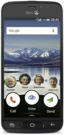 Doro 8040 Unlocked 8 MP Camera Smartphone for Seniors with 5" Display and Cradle Included (Black)