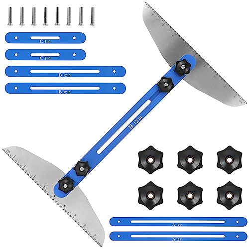 Stair Treads Gauge Template Tool Stair Jig, Metal Stair Measuring Tool High Precision Adjustable Shelf Scribe Layout Tool for Stairs Risers Shelf, 11In to 60In