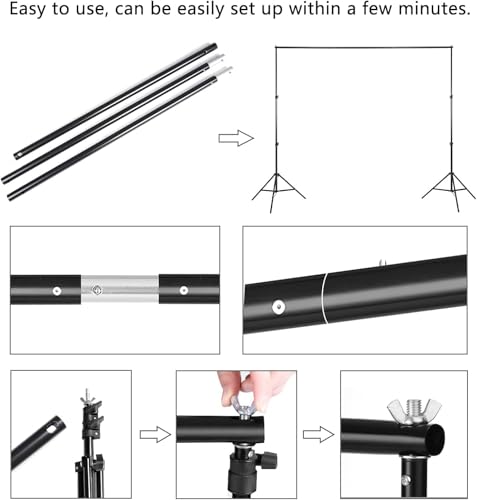 KingSaid 2x2 m Support de Fond Réglable, Professional pour Fond Studio Photo, Solide et Portable, Sac de Transport Inclus, Convient pour Photographie, Diffusion en Direct, Mariage, etc. (2x2m) – vue 5