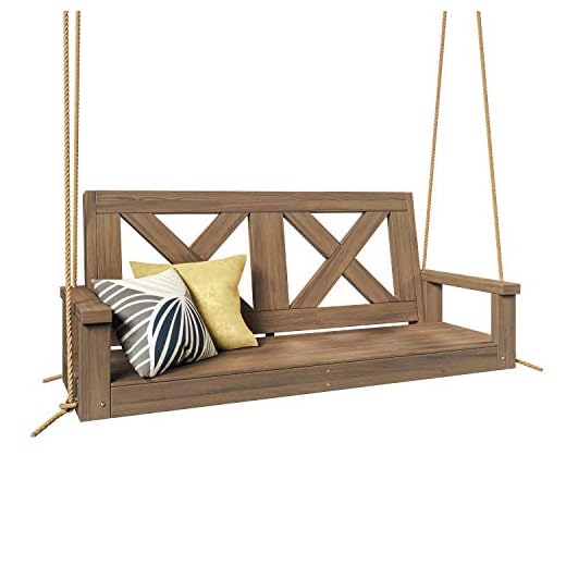 Porchgate Amish Heavy Duty 700 Lb Farmhouse Porch Swing W/ Ropes (5 Foot, Warm Walnut Stain)