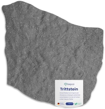 bepco Lot de 4 planches de jardin en caoutchouc (4 pierres nature...